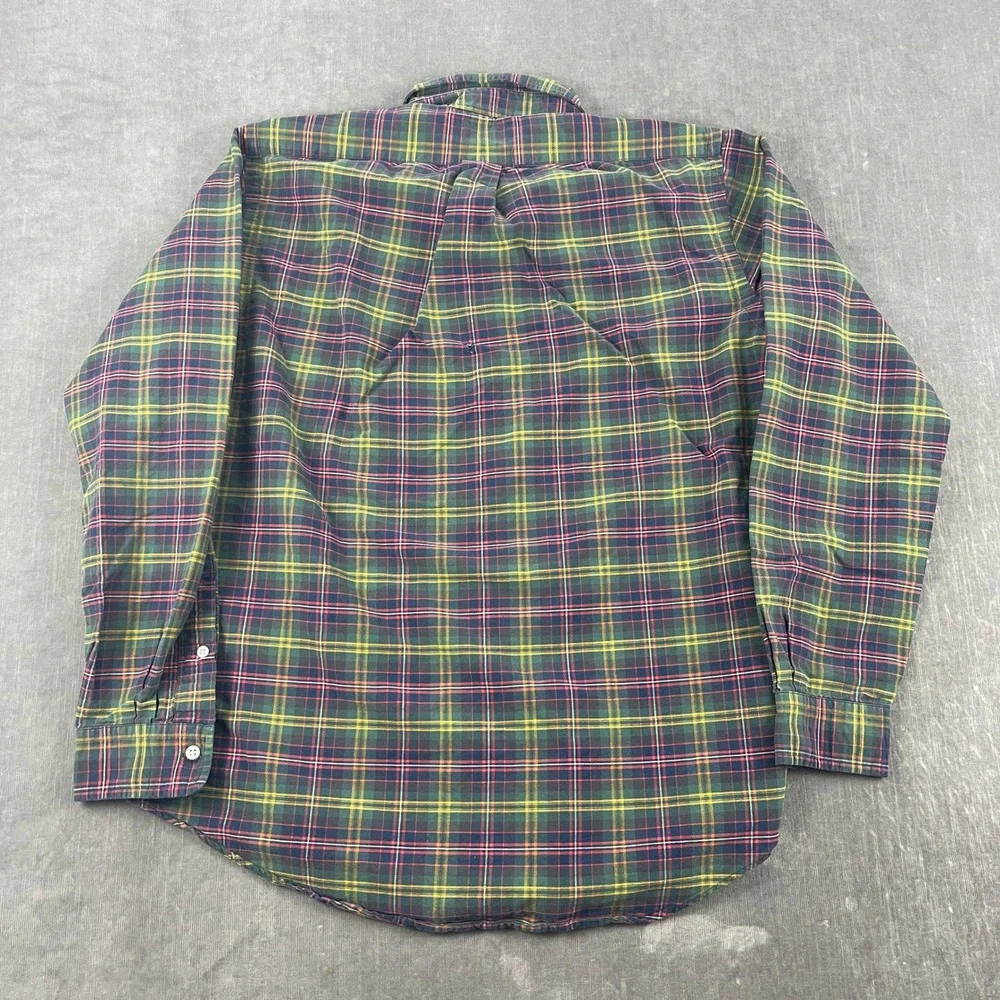 Polo Ralph Lauren Men M Green Plaid Button Down Shirt Custom Fit Pony Logo